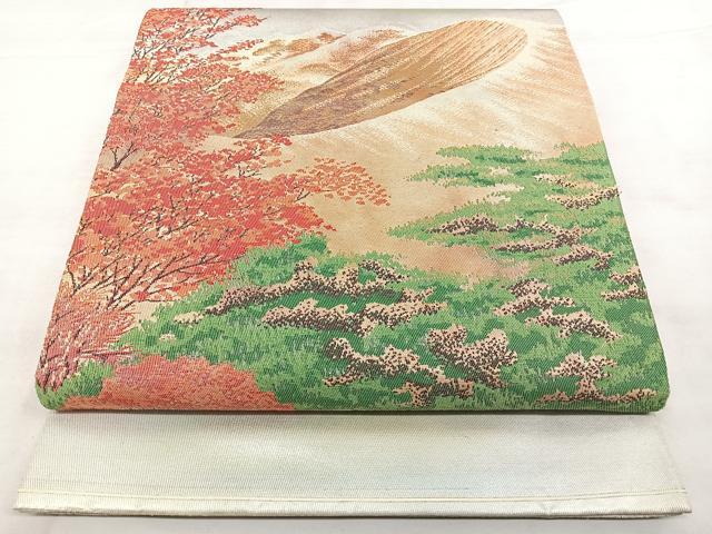 平和屋着物◎六通柄袋帯　風景文　引箔　正絹　逸品　BAAX4129qw
