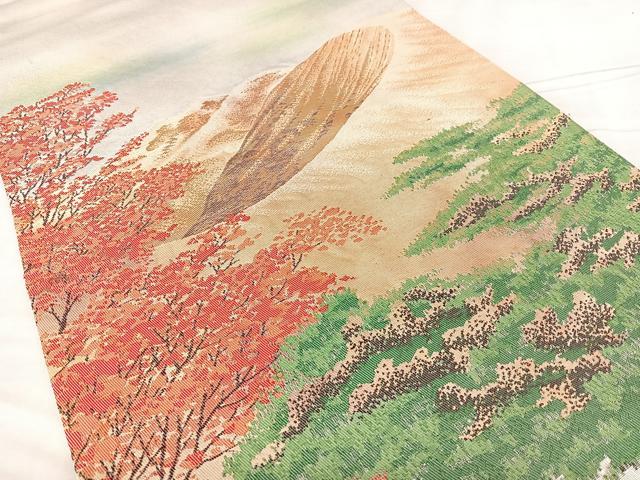 平和屋着物◎六通柄袋帯　風景文　引箔　正絹　逸品　BAAX4129qw