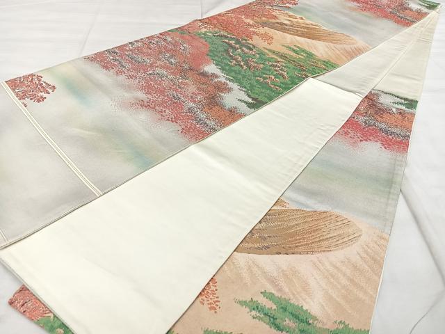 平和屋着物◎六通柄袋帯　風景文　引箔　正絹　逸品　BAAX4129qw