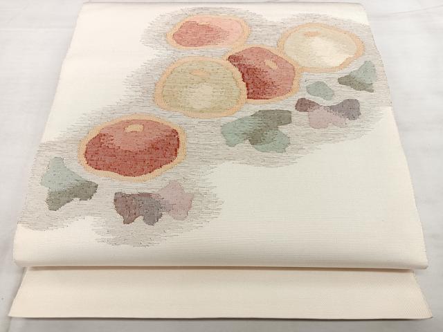 平和屋着物◎太鼓柄袋帯 すくい織 光琳椿 金糸 正絹 逸品 BAAX4133qw