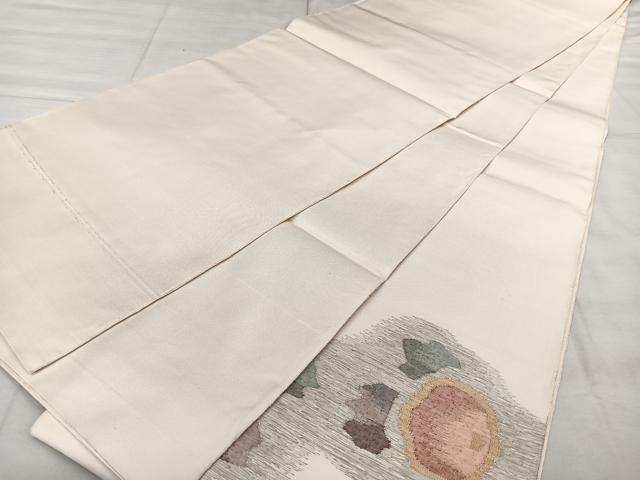 平和屋着物◎太鼓柄袋帯 すくい織 光琳椿 金糸 正絹 逸品 BAAX4133qw