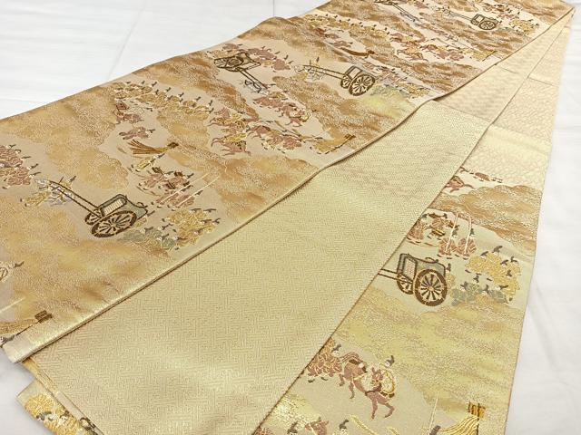 平和屋着物◎佐賀錦　六通柄袋帯　大名行列　金糸　正絹　逸品　BAAX4138qw
