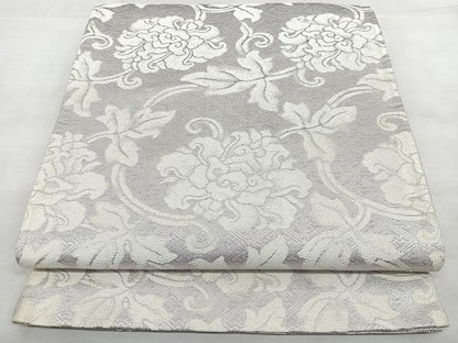 平和屋着物◎佐賀錦 全通柄袋帯 花唐草文 銀糸 正絹 逸品 BAAX4141qw