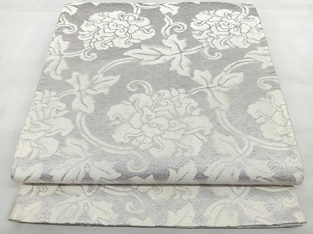 平和屋着物◎佐賀錦 全通柄袋帯 花唐草文 銀糸 正絹 逸品 BAAX4141qw
