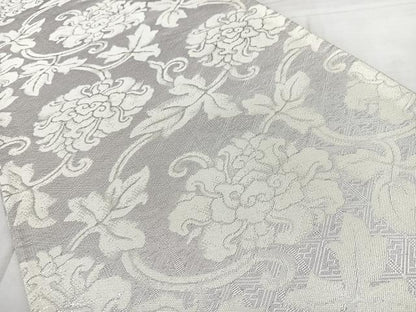 平和屋着物◎佐賀錦 全通柄袋帯 花唐草文 銀糸 正絹 逸品 BAAX4141qw