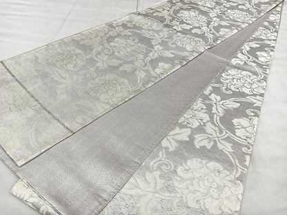 平和屋着物◎佐賀錦 全通柄袋帯 花唐草文 銀糸 正絹 逸品 BAAX4141qw