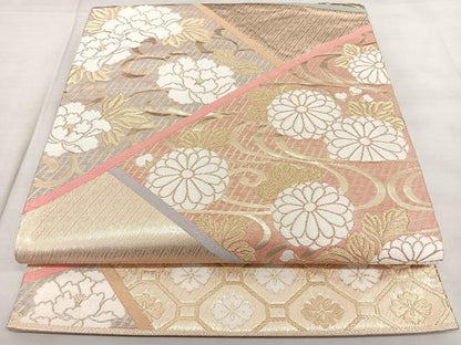 平和屋着物◎六通柄袋帯　唐織　さがび錦　裂取有職文　金糸　引箔　正絹　逸品　BAAX4145qw