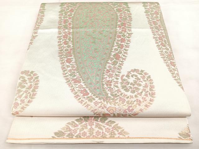 平和屋着物◎全通柄 本袋帯 ペイズリー 金糸 正絹 逸品 BAAX4150qw