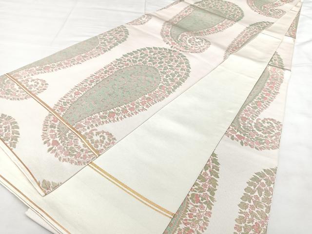 平和屋着物◎全通柄 本袋帯 ペイズリー 金糸 正絹 逸品 BAAX4150qw