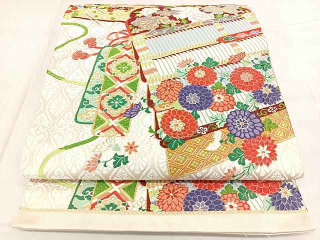 平和屋着物◎六通柄袋帯　唐織　鎧おどし　金糸　正絹　逸品　BAAX4158qw