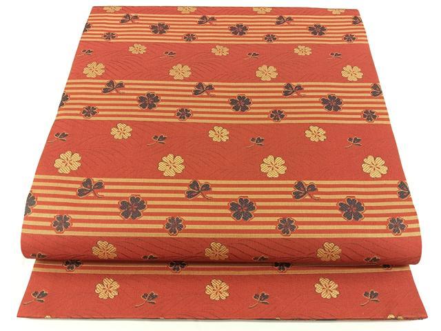 平和屋着物◎両面　全通柄袋帯　横段花文　正絹　逸品　BAAX4159qw