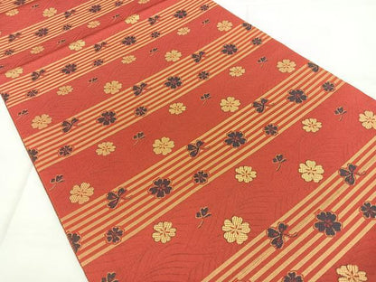 平和屋着物◎両面　全通柄袋帯　横段花文　正絹　逸品　BAAX4159qw