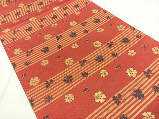 平和屋着物◎両面　全通柄袋帯　横段花文　正絹　逸品　BAAX4159qw