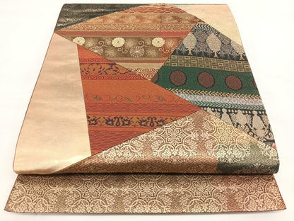 平和屋着物◎太鼓柄袋帯　切嵌　吉祥文　金糸　引箔　正絹　逸品　BAAX4163qw
