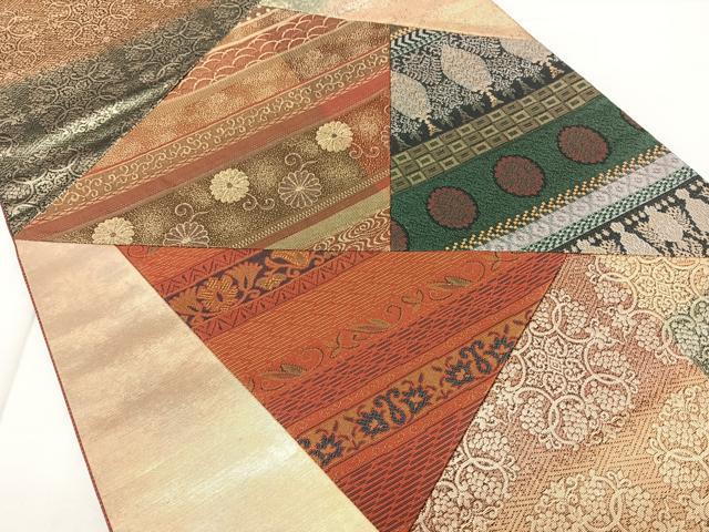 平和屋着物◎太鼓柄袋帯　切嵌　吉祥文　金糸　引箔　正絹　逸品　BAAX4163qw