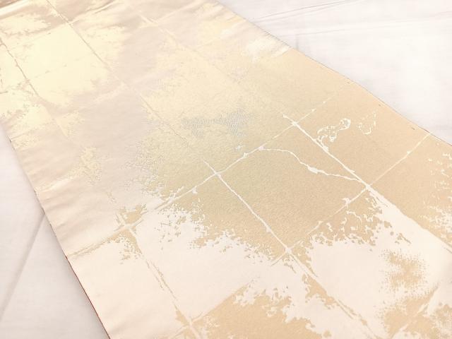 平和屋着物◎両面　全通柄袋帯　市松霞文　引箔　正絹　逸品　BAAX4166qw