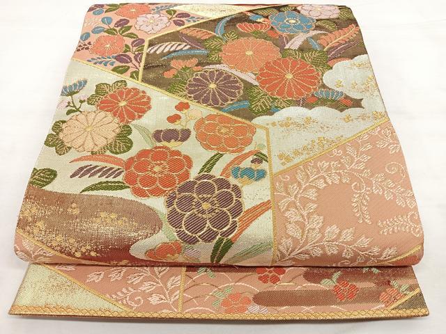平和屋着物◎佐賀錦　六通柄袋帯　慶長八つ橋紋　金糸　正絹　逸品　BAAX4170qw