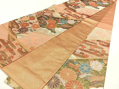 平和屋着物◎佐賀錦　六通柄袋帯　慶長八つ橋紋　金糸　正絹　逸品　BAAX4170qw