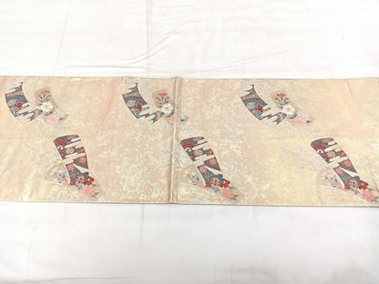 平和屋着物◎六通柄袋帯　唐織　誰が袖吉祥文　金糸　引箔　正絹　逸品　BAAX4180qw
