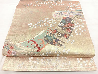 平和屋着物◎六通柄袋帯　唐織　誰が袖吉祥文　金糸　引箔　正絹　逸品　BAAX4180qw