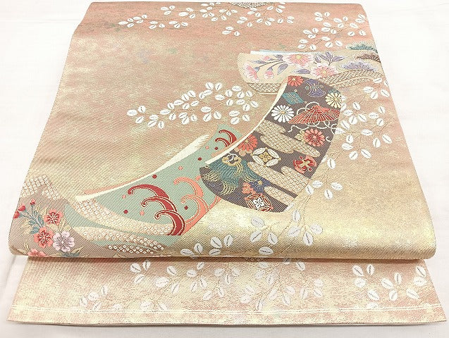 平和屋着物◎六通柄袋帯　唐織　誰が袖吉祥文　金糸　引箔　正絹　逸品　BAAX4180qw