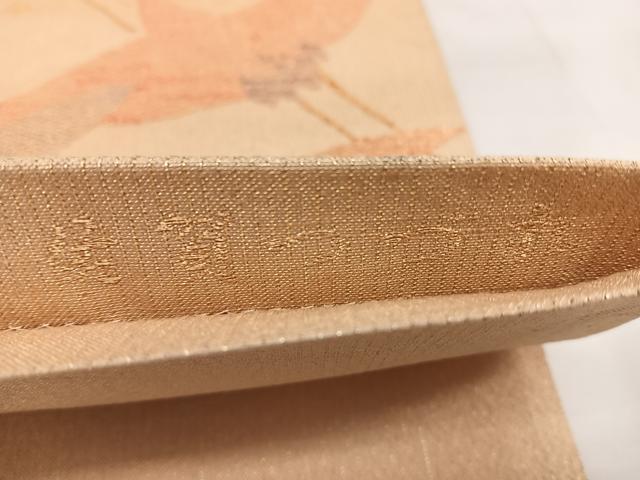 平和屋着物◎佐賀つづれ　六通柄袋帯　琳派翔鶴文　金糸　正絹　逸品　BAAX4182qw