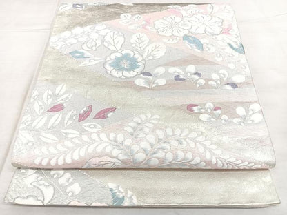 平和屋着物◎六通柄袋帯　唐織　辻が花　銀糸　引箔　正絹　逸品　BAAX4183qw