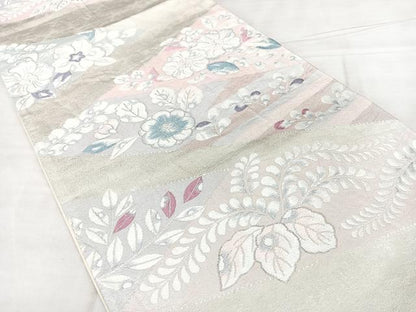 平和屋着物◎六通柄袋帯　唐織　辻が花　銀糸　引箔　正絹　逸品　BAAX4183qw