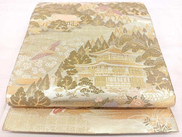 平和屋着物◎佐賀錦 六通柄袋帯 唐織 風景文 金銀糸 正絹 逸品 BAAX4188qw