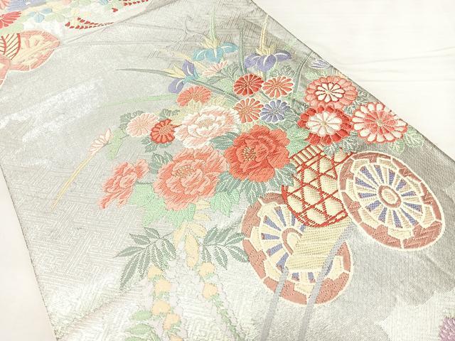 平和屋着物◎六通柄袋帯 唐織 花車文 金銀糸 正絹 逸品 BAAX4191qw