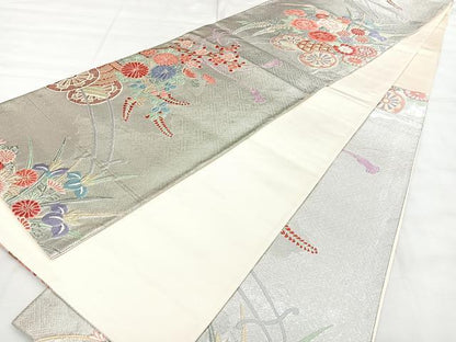 平和屋着物◎六通柄袋帯 唐織 花車文 金銀糸 正絹 逸品 BAAX4191qw