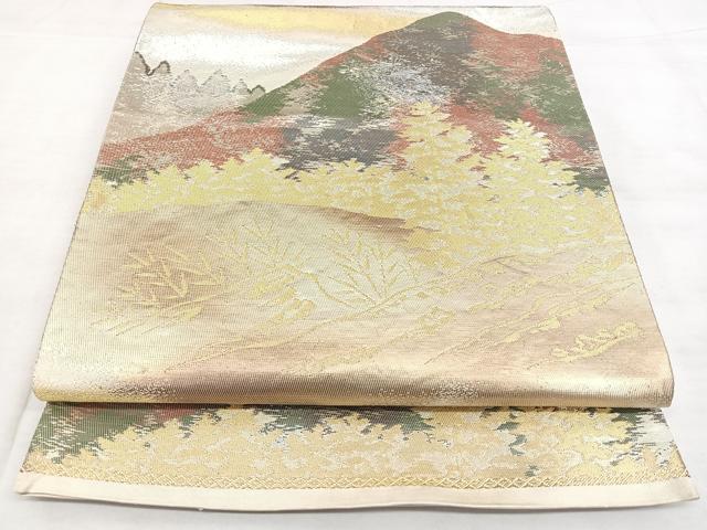 平和屋着物◎六通柄袋帯 遠山文 金銀糸 引箔 正絹 逸品 BAAX4193qw