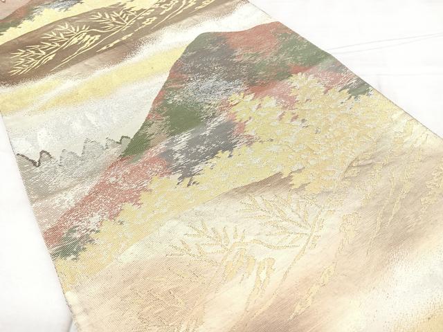 平和屋着物◎六通柄袋帯 遠山文 金銀糸 引箔 正絹 逸品 BAAX4193qw