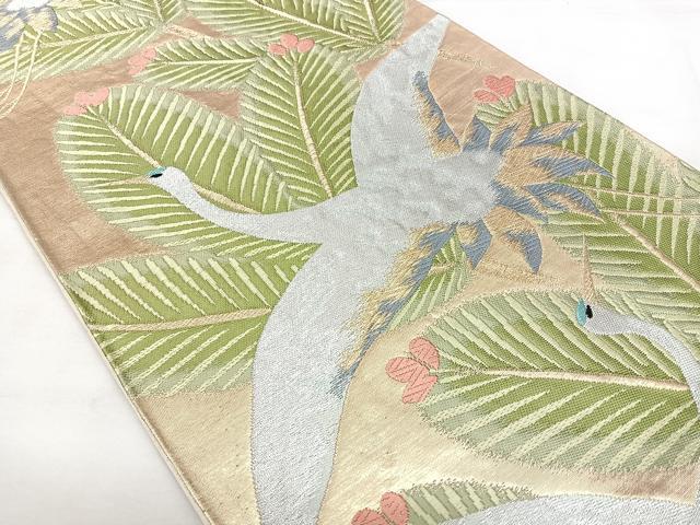 平和屋着物◎六通柄袋帯　唐織　飛鶴松文　金銀糸　正絹　逸品　BAAX4196qw