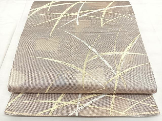 平和屋着物◎六通柄袋帯 唐織 芝草文 金糸 正絹 逸品 BAAX4197qw