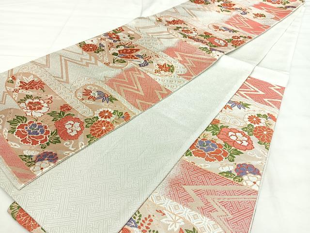 平和屋着物◎佐賀錦 六通柄袋帯 唐織 エ霞花蝶文 金銀糸 正絹 逸品 BAAX4199qw