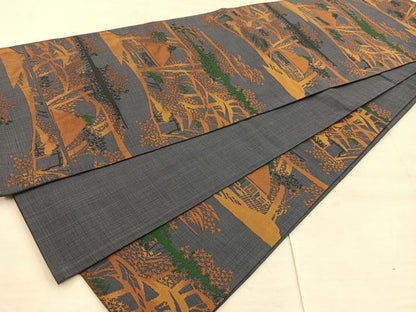 平和屋着物◎六通柄袋帯 風景文 正絹 逸品 BAAX4201mz