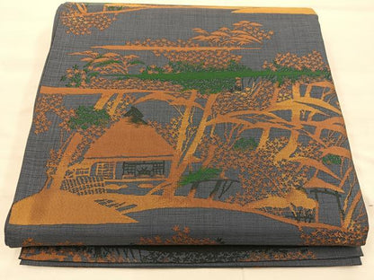 平和屋着物◎六通柄袋帯 風景文 正絹 逸品 BAAX4201mz