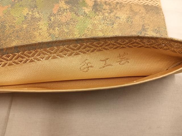 平和屋着物◎西陣 服部織物謹製 六通柄袋帯 手工芸 箔散らし こはく錦 正絹 逸品 BAAX4222mz