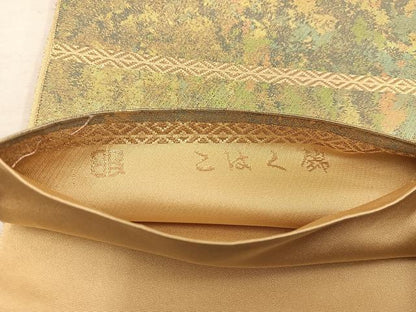 平和屋着物◎西陣 服部織物謹製 六通柄袋帯 手工芸 箔散らし こはく錦 正絹 逸品 BAAX4222mz