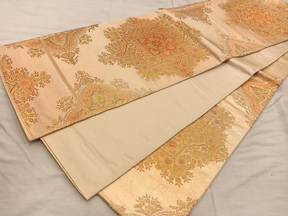 平和屋着物◎六通柄袋帯 正倉院花文 金糸 正絹 逸品 BAAX4234mz