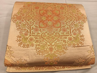 平和屋着物◎六通柄袋帯 正倉院花文 金糸 正絹 逸品 BAAX4234mz