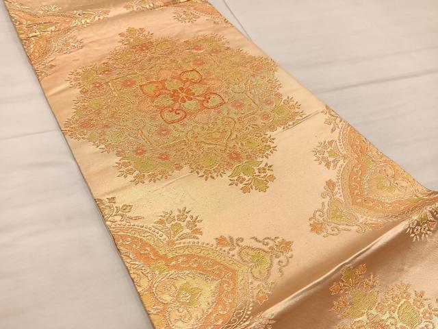平和屋着物◎六通柄袋帯 正倉院花文 金糸 正絹 逸品 BAAX4234mz