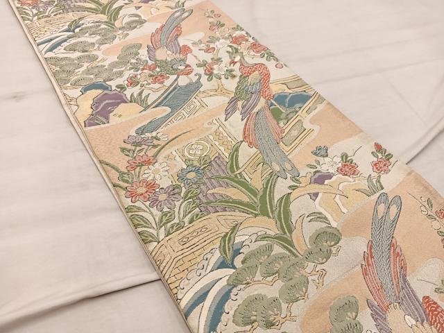 平和屋着物◎六通柄袋帯 鳳凰 金銀糸 正絹 逸品 BAAX4241mz