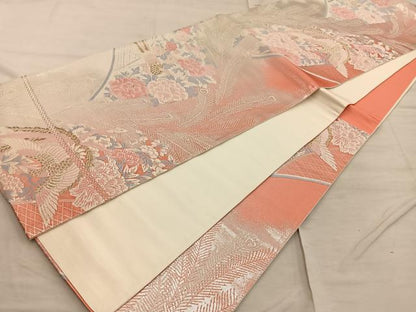 平和屋着物◎六通柄袋帯 唐織 花鳥遊生文 金糸 正絹 逸品 BAAX4244mz