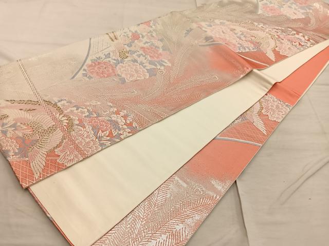 平和屋着物◎六通柄袋帯 唐織 花鳥遊生文 金糸 正絹 逸品 BAAX4244mz