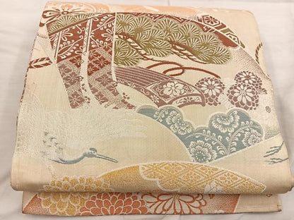 平和屋着物◎アンティーク　大正ロマン　丸帯　地紙花文　金銀糸　正絹　逸品　BAAX4245mz