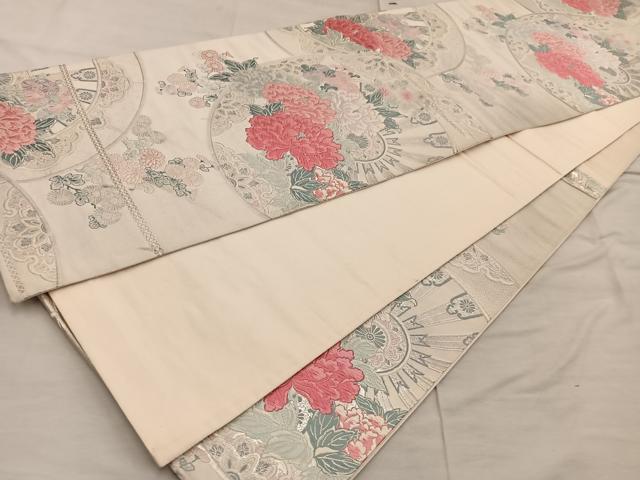 平和屋着物◎六通柄袋帯 唐織 唐花源氏車 金銀糸 正絹 逸品 BAAX4255mz