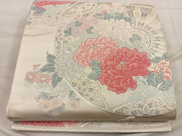 平和屋着物◎六通柄袋帯 唐織 唐花源氏車 金銀糸 正絹 逸品 BAAX4255mz