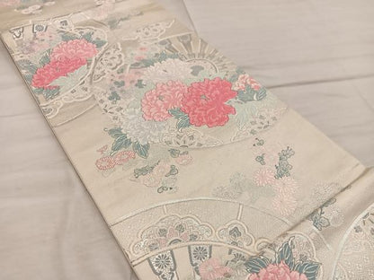 平和屋着物◎六通柄袋帯 唐織 唐花源氏車 金銀糸 正絹 逸品 BAAX4255mz